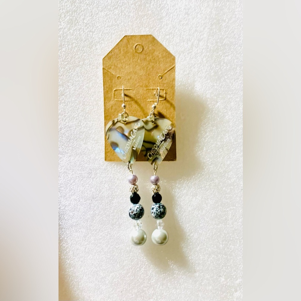 Chrome cast guitars pick earrings